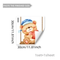 Detail view of cartoon teddy bear on swing wall sticker measuring 30x30cm for home decor - Teddy Bear on Swing (YCL20046)