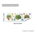 Detailed view of PVC wall decals with hanging green plants, colorful butterflies and dimensions - Hanging Green Potted Plants with Butterflies (M20285) / 30*90cm*1pc
