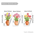 Set of 3 watercolor tulip flower wall stickers for living room decor, 20x30cm adhesive decals - Tulip Potted Plants 3-Sheet Set (M20293) / 20*30cm*3pcs