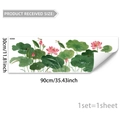 Detail showing 90x30cm pink lotus and green lily pad static window stickers with dragonflies - Chinese Lotus Pond Lotus Leaf Dragonfly Style (D20544) / 30*90cm*1 Sheet