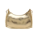 Chic metallic gold underarm bag with chain strap and elegant crescent moon silhouette - Gold