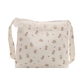 Minimalist canvas tote bag with cute koala pattern and delicate lace trim on white background - Style 3
