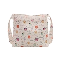 White canvas shoulder bag with cartoon bear print and sweet lace trim detail - Style 2