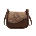 Brown crossbody bag with Chinese embroidery cloud pattern and vintage flip cover - Brown