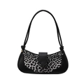 Borsa sottobraccio leopardata chic con finiture in pelle e fibbia a forma di fulmine nero - Nero