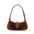 Borsa baguette chic con stampa leopardata e pelle marrone con fibbia a fulmine - Marrone Giallastro