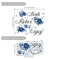 Wandtattoo mit blauen Blumen und Soak Relax Enjoy Schriftzug, Format 75x65cm - Soak Relax Enjoy Blaue Blumen (M11033) / 30*60cm*2 Stk.
