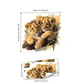 Sticker mural lions peints à la main pour salon, décoration adhésive de 58x56,5 cm - Motif Deux Lionceaux Branche d'Arbre (M11032)