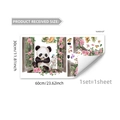 Panda and rabbit floral wall decal with pink roses for home window decor 30x60cm - Panda Window Style (M19006)