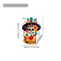 Mexikanischer Tag der Toten Fensteraufkleber mit bunten Blumen und Kakteen-Motiv - Bunter Totenkopf mit Sombrero-Hut (D15542) / 30*40cm