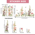 Floral wall stickers featuring purple mallows and golden butterflies, 2-sheet set 91x55cm - Flower Butterfly Style (DA11005) / Multi-sheet Set