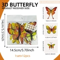 Set di 12 adesivi da parete a farfalla 3D colorati in tre misure per decorazioni - Sfumatura Arancio Giallo Verde (PY18007) / Set da 12 pezzi
