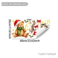 Detailed sheet of Christmas window stickers with cartoon bear, cats, and stars 60x30cm - Christmas Teddy Bear and Cat Style (D20565)
