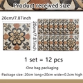 12-piece set of retro mandala marble pattern decorative tile stickers 20x20cm for home decor - Vintage Mandala Style (ACZ20050) / 20x20cm, 12 Pieces/Pack