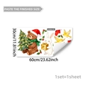 Detail view of Christmas window stickers with cartoon bear, rabbit, and tree on white background - Christmas Bear and Rabbit Gift Box Style (D20566)