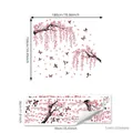 Detailed size specifications for pink cherry blossom wall stickers with birds and branches - Cherry Blossom Bird Style 2 (M17590) / 30x90cm