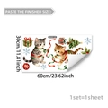 Detailed sheet of watercolor Christmas cat stickers and holiday tree window clings - Christmas Tree and Ribbon Cat Style (D20567)