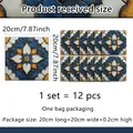 Größentabelle für Vintage-Mosaik-Wandaufkleber mit Details zu den 20x20cm Fliesenmaßen - Mediterraner Blau Gelb Weiß Geometrischer Stil (ACZ20054) / 20x20cm, 12 Stück/Packung