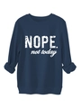 Detailed view of the ribbed cuffs and high-quality fabric on this navy Nope Not Today sweatshirt - Navy Blue