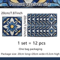 Detail von 12 Stück Retro-Fliesenaufklebern im Format 20x20cm für die Wandgestaltung - Blau Gelb Weiß Retro Blumenstil (ACZ20056) / 20x20cm, 12 Stück/Packung