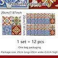 Blaue Mandala Wandfliesenaufkleber für Küchendekor, Set mit 12 Stück 20x20cm - Mediterraner Retro Mandala Stil (ACZ20059) / 20x20cm, 12 Stück/Packung