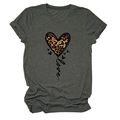 Detail of leopard print heart and love lettering on dark grey crewneck t-shirt fabric - S / Charcoal Grey