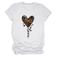 Detail of white crew neck t-shirt featuring leopard print heart and Love text graphic - S / White