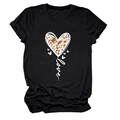Close-up of black T-shirt featuring leopard print heart and Love calligraphy detail - S / Black