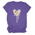 Close-up of heart leopard print and white love script on dark purple t-shirt fabric - S / Purple