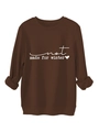 Detail of soft fleece lining and high-quality printed text on brown winter sweatshirt - S / Coffee