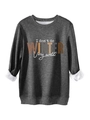 Close-up of thick fleece lining and printed text on a warm dark grey sweatshirt - S / Dark Gray