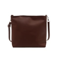 Minimalist dark brown square tote bag in matte PU leather with adjustable shoulder strap - Coffee