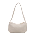 Elegante borsa sottobraccio intrecciata beige in finta pelle con cerniera dorata - Stile Intrecciato / Bianco