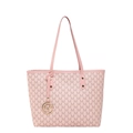 Sac fourre-tout rose en similicuir avec motif monogramme M et pendentif doré - Rose