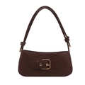 Chic dark brown underarm bag with a golden square buckle and knot strap detail - Brown