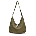 Army green hobo shoulder bag in durable canvas with woven rope knot detail - Green