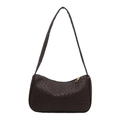 Borsa hobo minimalista in pelle intrecciata marrone scuro con elegante zip dorata - Stile Intrecciato / Marrone