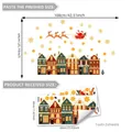 Adesivo murale natalizio con slitta, renne e case colorate, misura 108x64 cm - 30x60cm x 2 pezzi