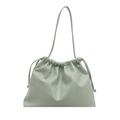 Borsa tote verde menta con chiusura a coulisse e dettaglio fiocco in metallo argento - Verde
