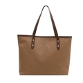 Bolso tote tejido marrón para mujer con tachuelas doradas y gran capacidad - Caqui