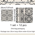 Detailed view of vintage self-adhesive wall tile stickers 12-piece set measuring 20x20cm - Mediterranean Blue Tones Patchwork Style (ACZ20022)