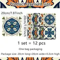 Size chart for vintage marble pattern tile stickers with 20x20cm dimensions per piece - Dark Blue Orange Mandala Style (ACZ20024)