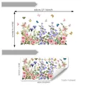 Bunte Blumen und Schmetterling Fensteraufkleber mit Größenlayout und Maßangaben - Rosa Blauer Wildblumen-Stil (D18033) / 30*60cm