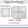 Detailed view of 12-piece mandala pattern tile stickers set sized 20x20 cm per sheet - Mediterranean Retro Mandala Pattern (ACZ20031) / 20*20cm*12Pcs