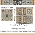 Size chart showing 20x20cm vintage marble pattern tile stickers in 12-piece sets - Grey Blue And Beige Mandala Pattern (ACZ20032) / 20*20cm*12Pcs