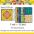 Detailed view of 12pcs bohemian tile stickers with dimensions 20cm by 20cm - Yellow Blue Green Orange Bohemian Pattern (ACZ20034) / 20*20cm*12Pcs