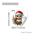Détail de l'autocollant de Noël chouette avec dimensions de 30cm et spécifications - Style Hibou (C20075)