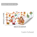 Detail of Christmas window stickers set showing Santa, gingerbread house and 30x60cm dimensions - Santa and Gingerbread House Style (D20234) / 30*60cm (1 Sheet)