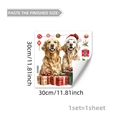 Vue détaillée des autocollants de Noël pour fenêtres avec Golden Retriever et cadeaux - Style Golden Retriever (C20087)