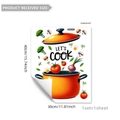 Creative Let's Cook kitchen wall decal with orange pot and fresh flying vegetables - Let's Cook Style (M16611) / 30*40cm
